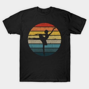 Ballet Ballerina Silhouette On A Distressed Retro Sunset product T-Shirt